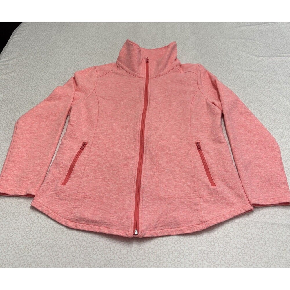T by Talbots Solid Peach Long Sleeve Zip Up Fleece Lined Jacket Size L